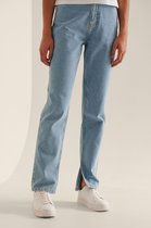 NA-KD high waist side slit denim Dames Jeans - Maat EU 36