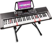 Keyboard piano - MAX KB5 keyboard voor beginners incl. keyboard standaard - Lichtgevende toetsen - 3 trainingsfuncties - Keyboard voor kinderen en volwassenen