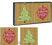 Luxe Kerstkaarten - 16 Stuks - 13 x 13 cm – 2 Designs – K-149