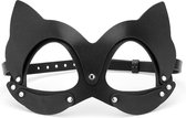 Nooitmeersaai - Leren oogmasker met kattenoren - zwart