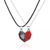 Couple Colliers Coeur - Rouge Noir - Coeur Magnétique - Collier Saint Valentin - Cadeau - Amour - Sparkolia - Colliers D'amitié