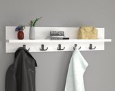 Wandkapstok, Wit, Garderobe, Hoedenplank met 5 Haken, Modern,  80 x 18 x 11 cm
