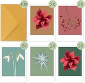 Wenskaarten - set 10 stuks - pastel - bloemen - botanisch - met envelop - gevouwen kaarten - alle gelegenheden - zomer - kunstkaart