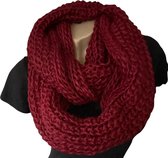 Grof Gebreide Colsjaal - Ronde Sjaal - Donkerrood - 75 x 25 cm (SL-05)