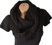 Grof Gebreide Colsjaal - Ronde Sjaal - Zwart - 75 x 25 cm (SL-05)