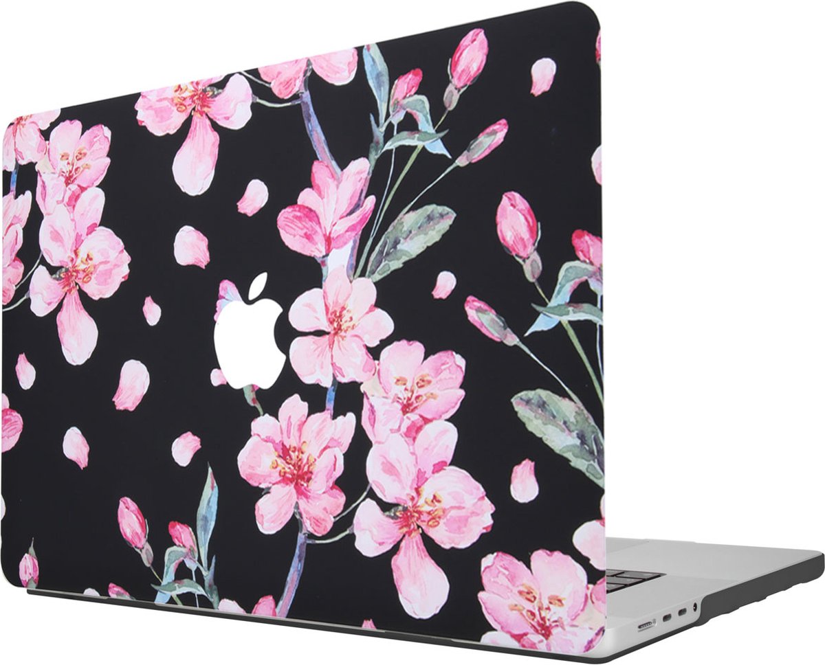 iMoshion Design Laptop Cover voor de MacBook Pro 14 inch (2021) - Blossom Watercolor Black