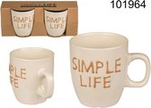 2 stuks koffie kopjes met tekst Simple Life