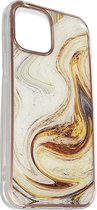 Apple iPhone 13 Pro Hoesje Goud Marmer  Stevige Siliconen TPU Case – iPhone 13 Pro Luxe Xtreme Back Cover Stevige Shockproof telefoon hoesje