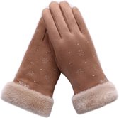 Gevoerde Handschoenen – Met Touchscreen Bediening – Sneeuw Patroon – Bruin