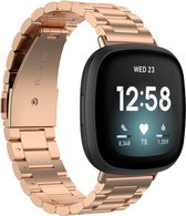 Stalen Smartwatch bandje - Geschikt voor  Fitbit Sense stalen bandje - rosé goud - Strap-it Horlogeband / Polsband / Armband