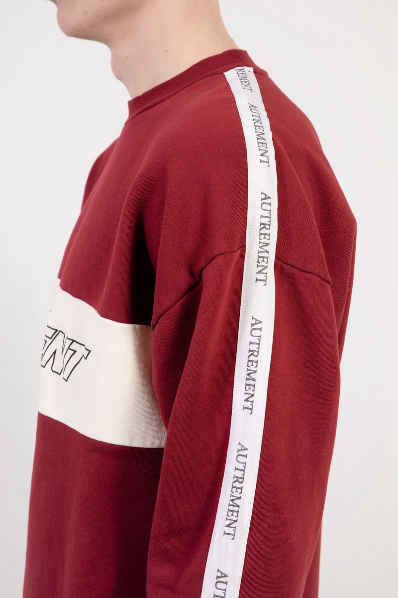 Autrement logo tape Sweater bordeaux rood maat S - sweater - trui - autrement - kleding - cadeau