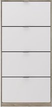 Schoenenkast - 4 deuren - Eiken en wit