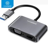 Hagibis - UHV3 - Externe videokaart - USB 3.0 naar HDMI + VGA Adapter 4K/HD/1080P