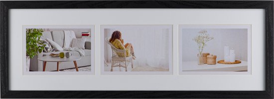 Fotolijst - Henzo - Modern Gallery - Collagelijst voor 3 foto's - Fotomaat 10x15 cm - Zwart
