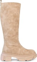 POSH by Poelman NOUK Dames Hoge Laarzen - Beige - Maat 39
