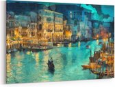 Venice At Night - Painting Canvas - 60 x 40 cm - Schilderij - Canvas - Slaapkamer - Wanddecoratie  - Slaapkamer - Foto op canvas