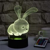 Klarigo®️ Nachtlamp – 3D LED Lamp Illusie – 16 Kleuren – Bureaulamp – Konijntjeslamp – Snowball - Konijn van Huisdiergeheimen - Sfeerlamp – Nachtlampje Kinderen – Creative lamp - A