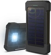 Bol.com Solar charger - Powerbank - Oplader - 20.000mAh - Zonne-energie - Incl LED verlichting - Kompas - Zwart - 2x USB Output aanbieding