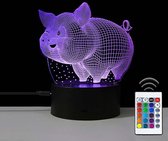 Klarigo®️ Nachtlamp – 3D LED Lamp Illusie – 16 Kleuren – Bureaulamp – Varkentjes Lamp – Sfeerlamp – Nachtlampje Kinderen – Creative lamp - Afstandsbediening