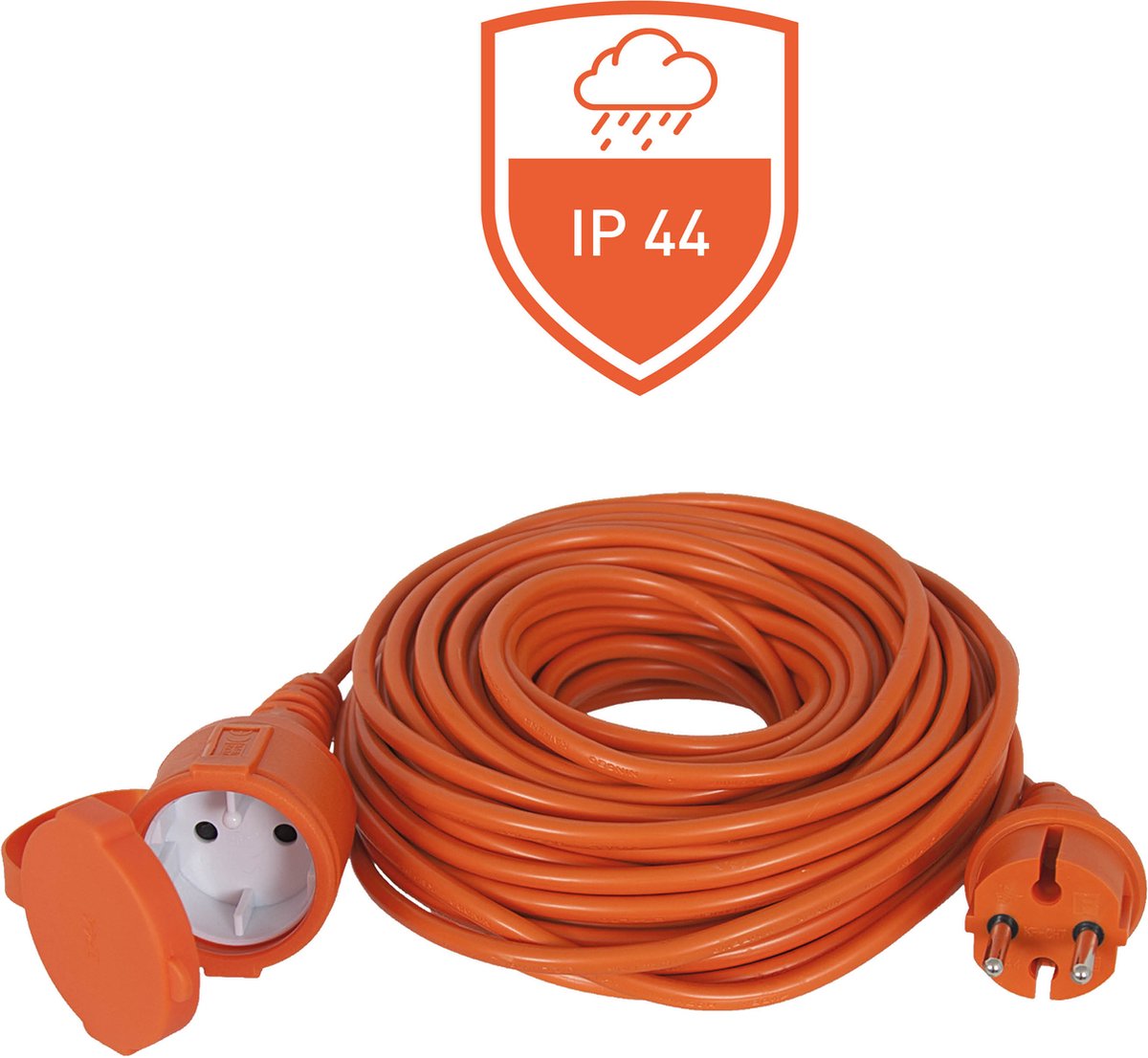 Q-LINK Rallonge avec verrouillage 3x1,5 mm² orange/noir, 15 mètres