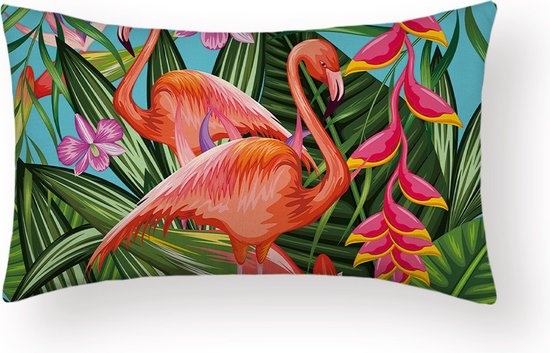 Sierkussen Amazone - Flamants Roses Long - Sierkussen - 30x50 cm - Sierkussen - Polyester