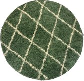Aledin Carpets Kan Kan - Rond Vloerkleed 150 cm - Modern - Hoogpolig - Groen - Tapijten woonkamer