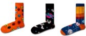 Fun sokken - set van 3 paar leuke heren sokken - ruimtevaart / aliens / planeten - maat 40 tot 46