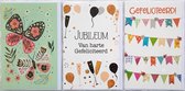Jubileum + Gefeliciteerd + Blanco Kaart met Vlinders – 3 Wenskaarten - 12 x 17 cm – JUB-301