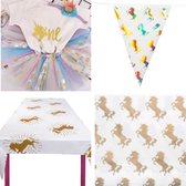 17-delige Unicorn kleding en party decoratie cakesmash set DeLuxe - eerste verjaardag - eenhoorn - kinderkleding - decoratie set -cakesmash