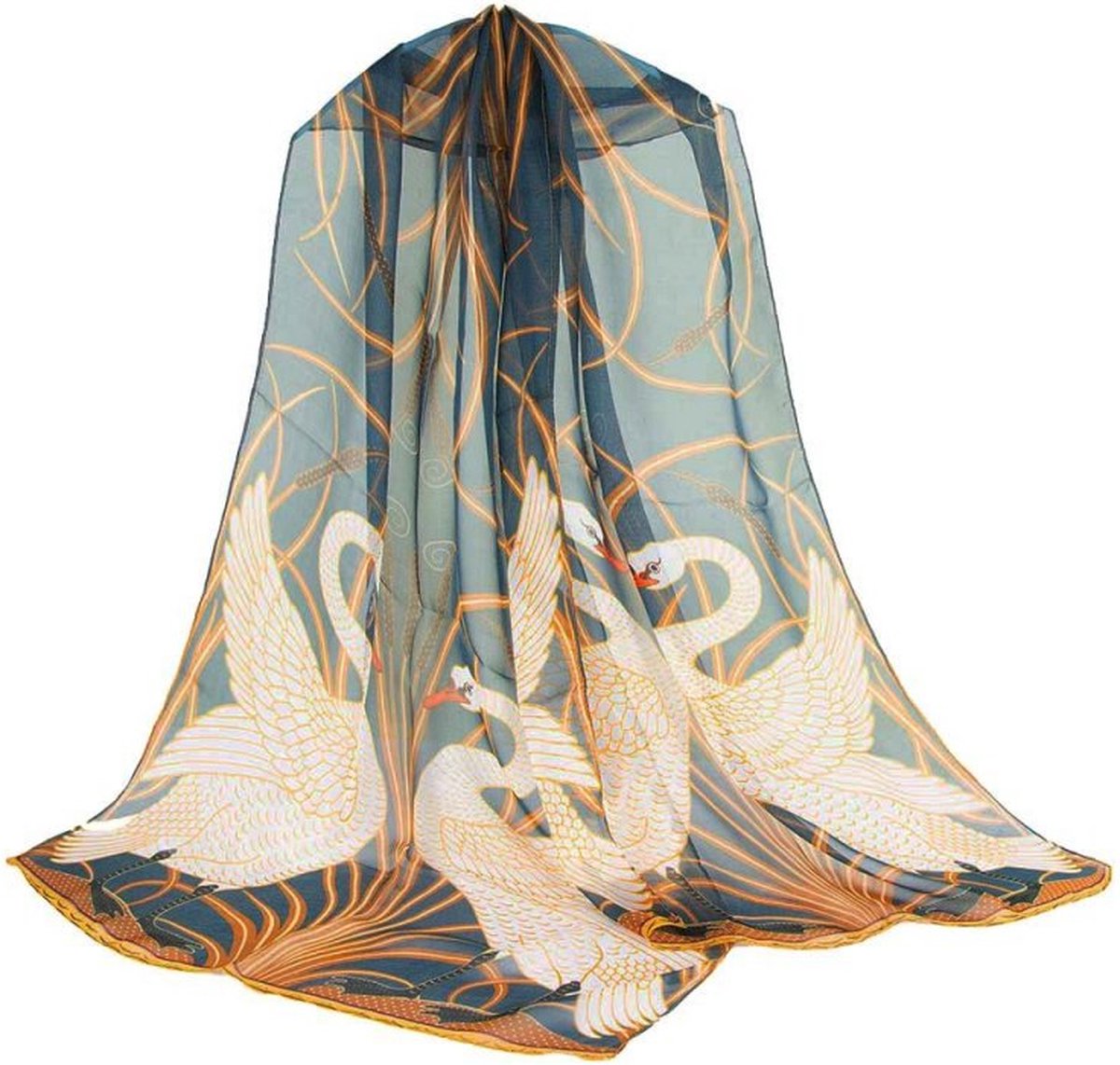 Signare - Sjaal - 100% zijde - Swan - Zwaan - Zwanen - Walter Crane