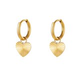 Stainless steel earrings heart goud