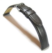 Horlogeband - Echt Leer - Extra Lang - 14 mm - donkerbruin - gestikt