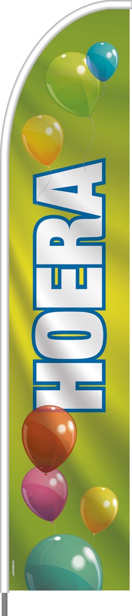 Beachflag - Hoera - Vlag + Hengelsysteem + Draagtas - Actievlag.nl
