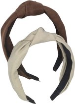Diadeem - haarband met knoop - suedelook - donkerbruin of beige — Donkerbruin