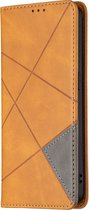 OPPO Reno 6 5G Hoesje - Mobigear - Rhombus Slim Serie - Kunstlederen Bookcase - Cognac - Hoesje Geschikt Voor OPPO Reno 6 5G