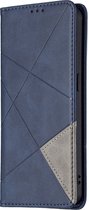 OPPO Reno 6 5G Hoesje - Mobigear - Rhombus Slim Serie - Kunstlederen Bookcase - Blauw - Hoesje Geschikt Voor OPPO Reno 6 5G