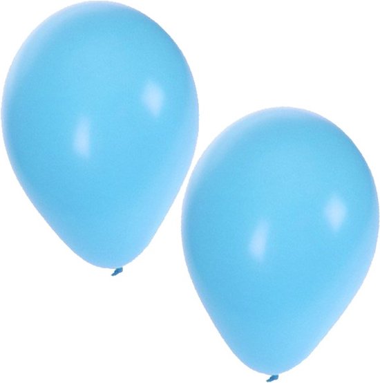 2x lichtblauwe ballonnen.