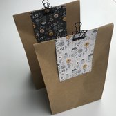 100 kraft zakjes - gift bags - stevige papieren zakken met 100 stickers