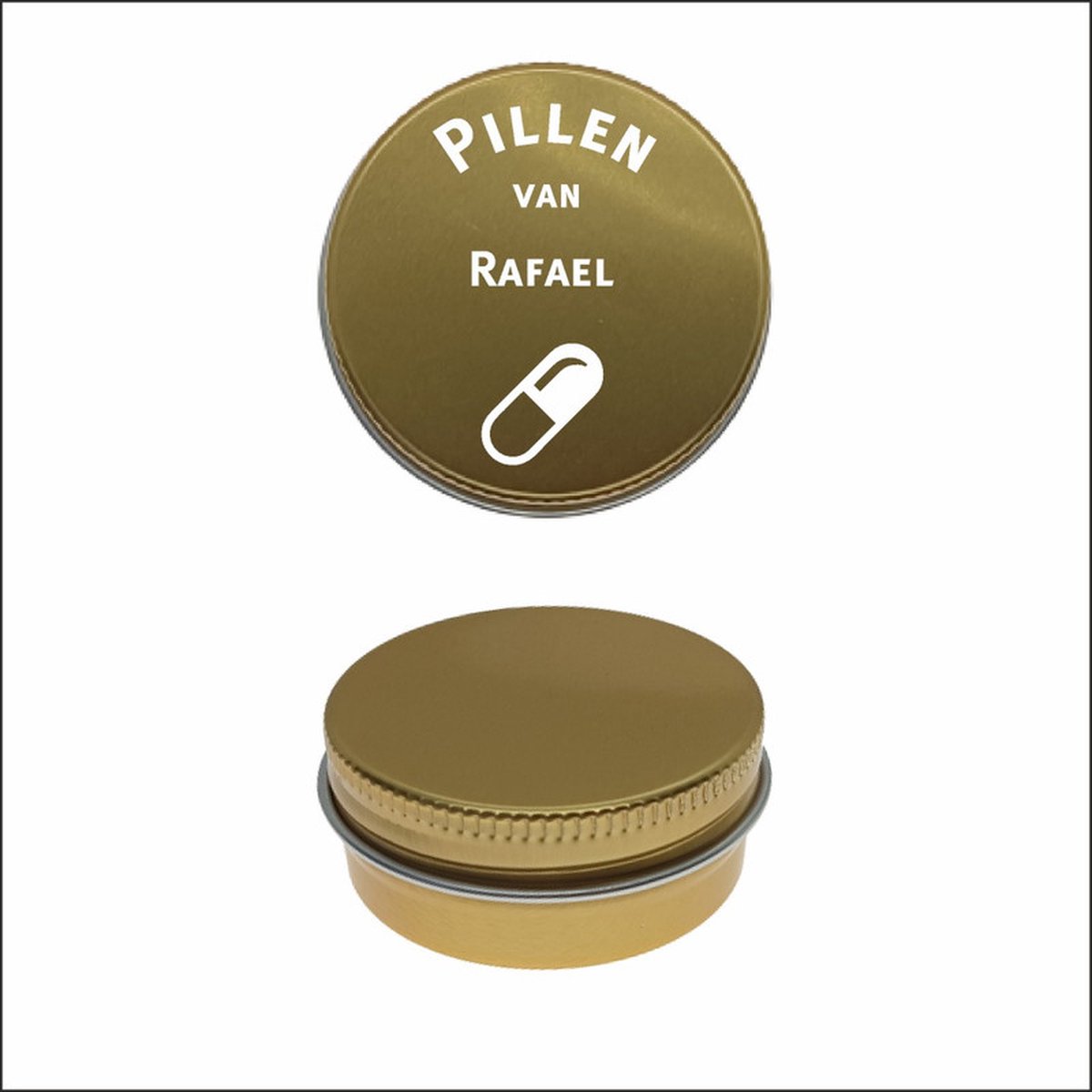 Pillen Blikje Met Naam Gravering - Rafael