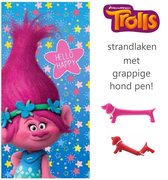 Trolls Handdoek met Peppa Pig Strandbal | Hello Happy | Strandhanddoek | Zwembad | Strand | Badkamer | Quick Dry Microvezel | 70 x 140 cm