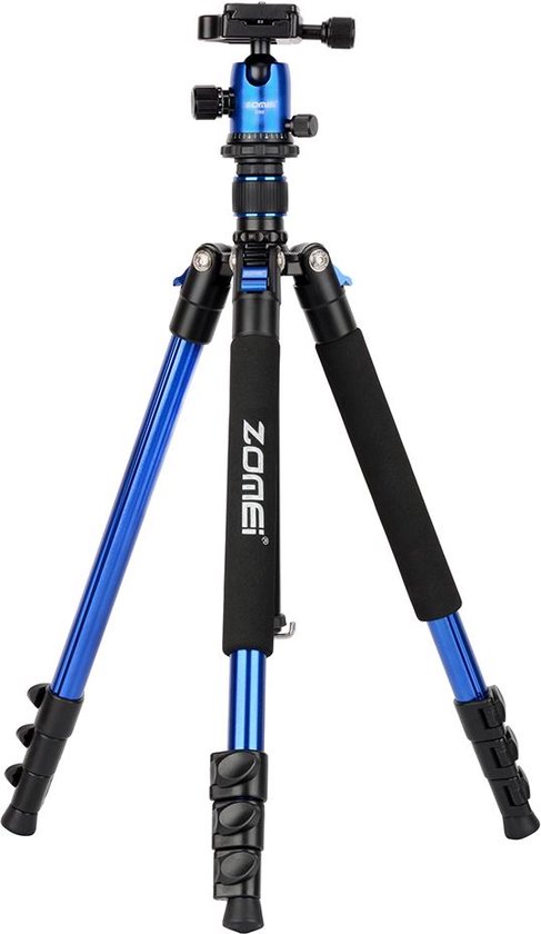 Q555 professioneel lichtgewicht dslr camerastatief - universeel fotostatief voor fotografie – aluminium tripod blauw 160cm