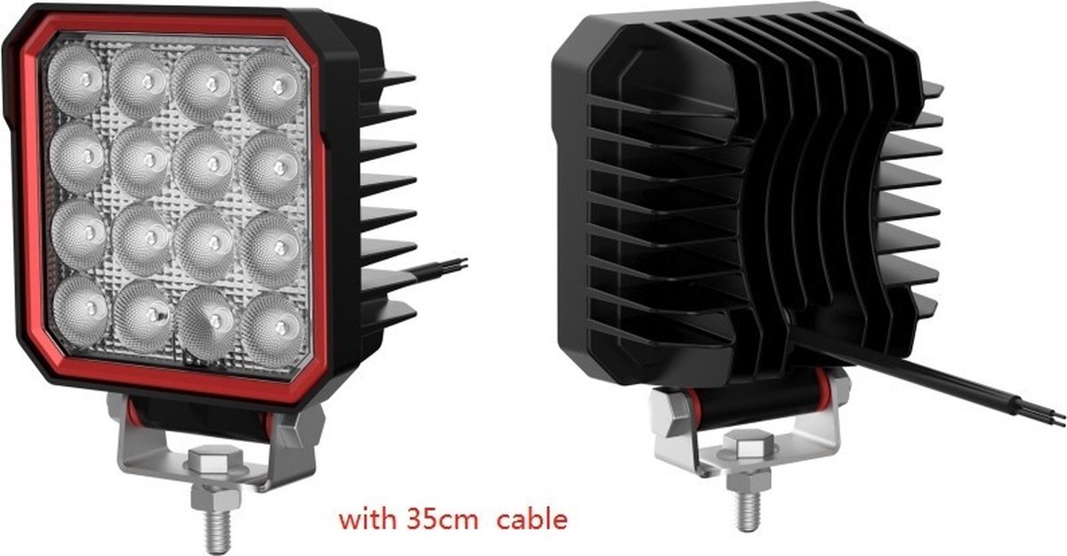 Werklamp LED 9-32V 2261 L 110x65x136 16 Leds IP 67 48W (E9, ADR, ROHS, CE) kabel 35 cm
