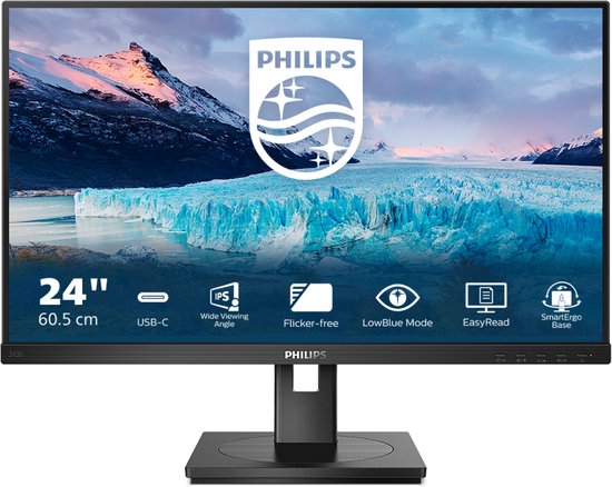 Philips 243S1 - Full HD IPS Monitor - USB-C 65w - RJ45 - 24 inch - Philips
