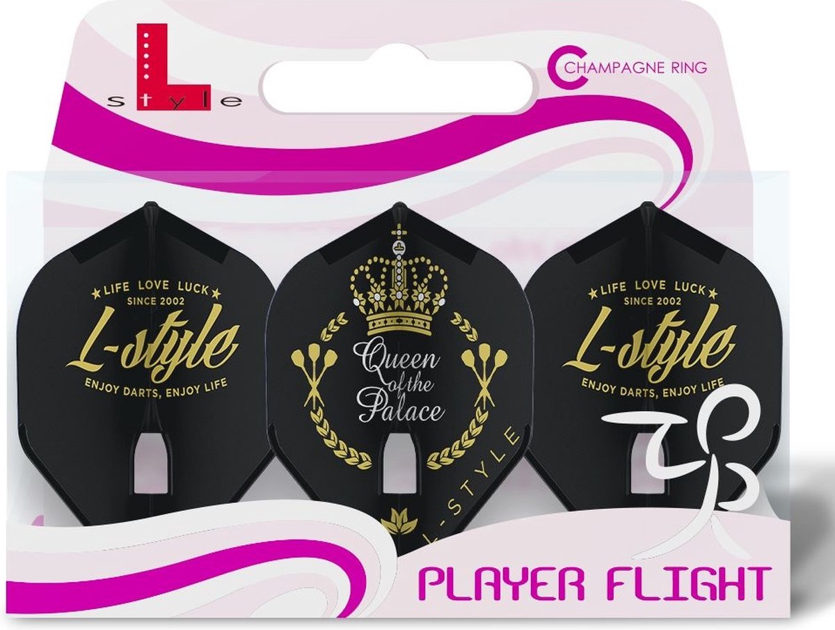 L-Style Champagne Flight L1 Standard Fallon Sherrock Crown V3 Black - Dart Flights