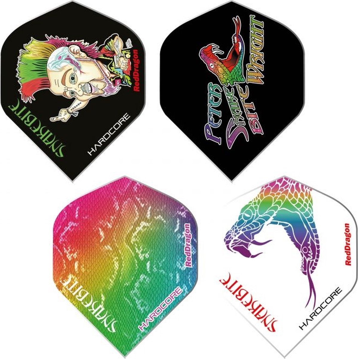 RED DRAGON - Peter Wright Hardcore Snakebite Extra Dikke Dartvluchten Selectiepakket - 4 sets per pakket (12 dartvluchten in totaal)