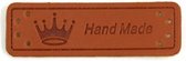 6 luxe PU lederen labels - Handmade - Kroon - Handgemaakt label set 6 stuks - 5,5 x 1,5 CM