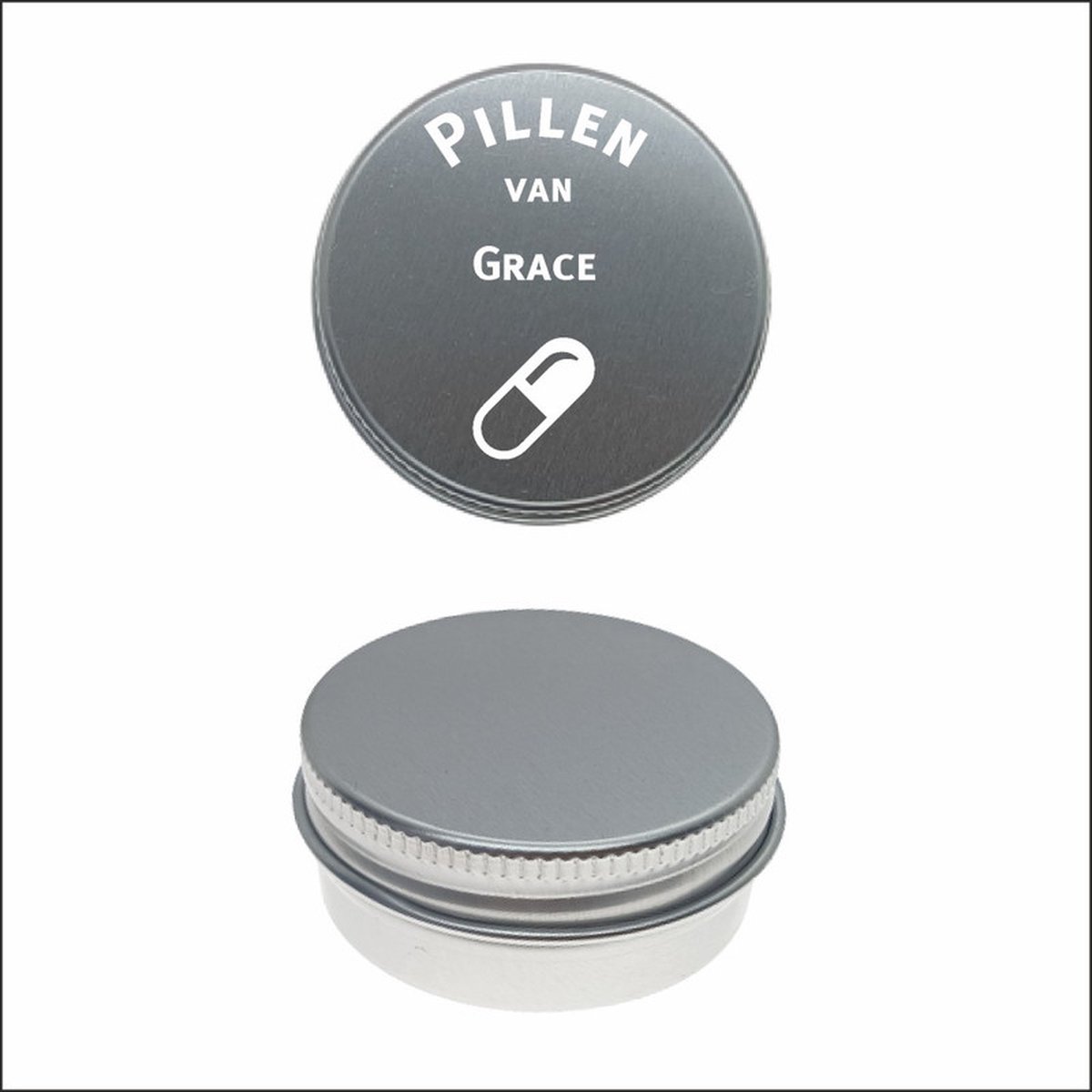 Pillen Blikje Met Naam Gravering - Grace