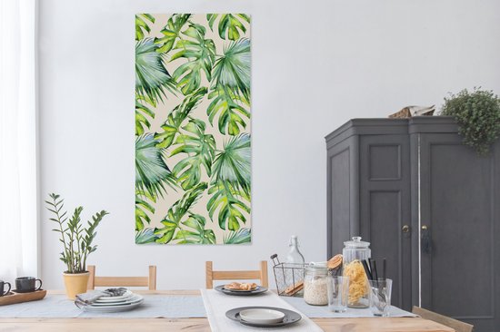 Toile Peinture Feuilles - Motifs - Monstera - 80x160 cm - Décoration murale