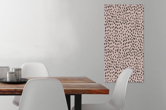 Tableau sur toile à pois - Rose - Zwart - 40x80 cm - Décoration murale