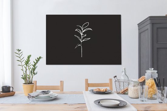 Illustration d'art au trait botanique d'une grande toile plant 2cm 120x80 cm - Tirage photo sur toile (Décoration murale salon / chambre) / Peintures Fleurs sur toile